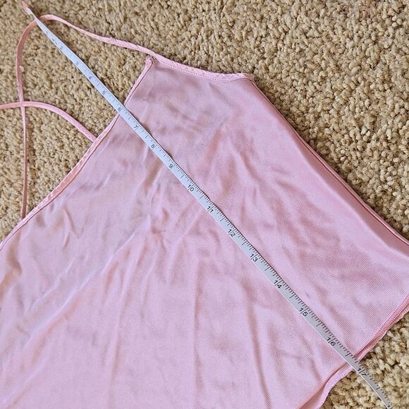 Pink Backless Crop Camisole Top one size as is silky pj feminine lingerie tank - Picture 12 of 12